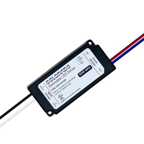 Image of 60W 24V Mini Dimmable LED Driver, Electronic Transformer, 120VAC to 24VDC Power Supply for LED Strip, Low Voltage Lighting, Compatible with All Dimmer Brands, UL Listed, Class 2