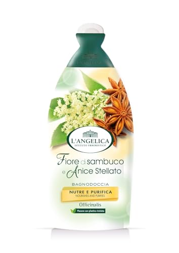 L'Angelica Officinalis Bagnoschiuma con Estratti di Fiore di Sambuco e Anice Stellato, Bagnodoccia Nutriente e Purificante, Docciaschiuma Senza Parabeni o Siliconi, 1 confezione da 500 ml