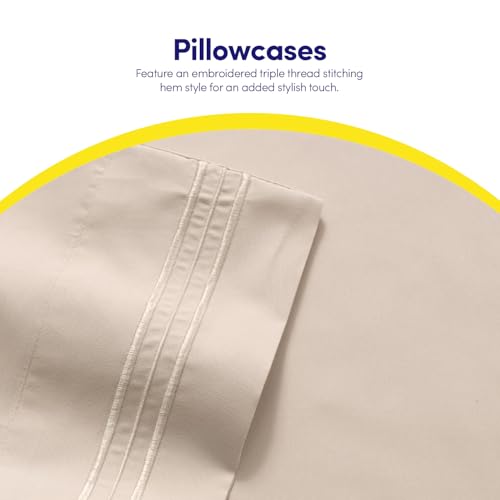 Image of 1500 Supreme Collection Extra Soft RV Short Queen Sheets Set, Beige - Luxury Bed Sheets Set with Deep Pocket Wrinkle Free Hypoallergenic Bedding, Over 40 Colors, RV Short Queen Size, Beige