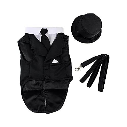 Disfraz tuxedo para perro con sombrero y correa 4XL