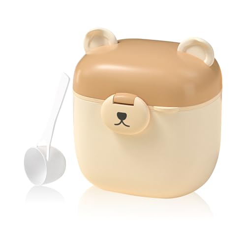 SacJkt Dosificador Leche en Polvo Bebe, Dispensador de Polvos Bebe, Hermético Portátil Oso Caja de Leche en Polvo con Cuchara para Alimentación de Viaje