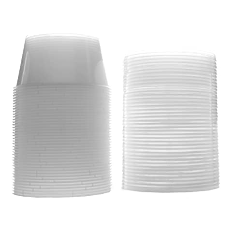 Party Warehouse - 50 Clear Plastic Round 16oz (450ml) Containers and 50 Lids - Microwave and Freezer Safe - Recyclable - Great for Takeaways and all Food Storage (50 Deli Pots & 50 Lids) Cover