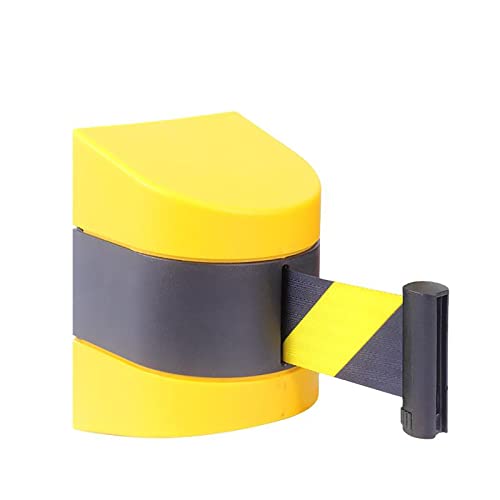 Barrera de cinta retráctil de 10 m, sistema de frenado de cinta con rayas diagonales negras y amarillas, cuerda de cola de montaje en pared magnética, para estacionamiento al aire libre, cuerda de co