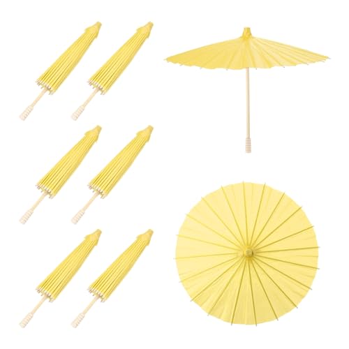 sourcing map Papierschirme, 30,5 cm, Papier-Sonnenschirm, Regenschirm, DIY, geöltes Papier, Malerei, Regenschirme für Fotografie, Requisiten, Handwerk, Party, Hochzeit, Dekoration, Gelb, 6 Stück