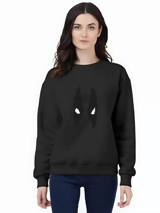 demamd print Demand Print Cotton Sweatshirt for Women | Trendy Printed Regular Fit | Warm & Comfortable Winter Casual Wear Pullover Top-picture-34