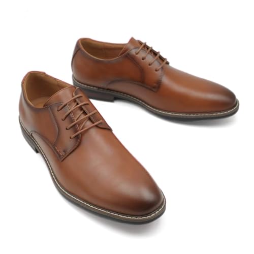 Image of Finishing & Sewing Men's Cap Toe Lace Up Oxford Dress Shoes