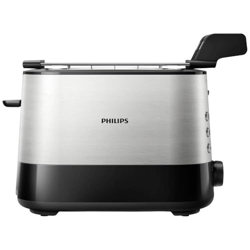 Philips HD2639/90 – Toaster (730 W, extra großer Schlitz, Zubehör für Sandwichs), Schwarz und Silber – Ansicht 1