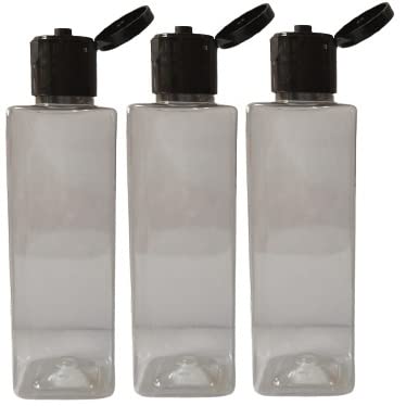 100 ML Empty PET Clear Square Black Flip top Plastic Bottles Size Cosmetic Travelling Containers Small Leak Proof Squeeze Bottles| Pack of 3-image-25