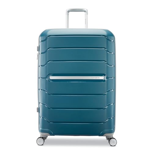 Image of Samsonite Freeform Hardside Expandable with Double Spinner Wheels, Dark Teal, Checked-Large Spinner, Freeform Hardside Expandable Luggage With Spinners