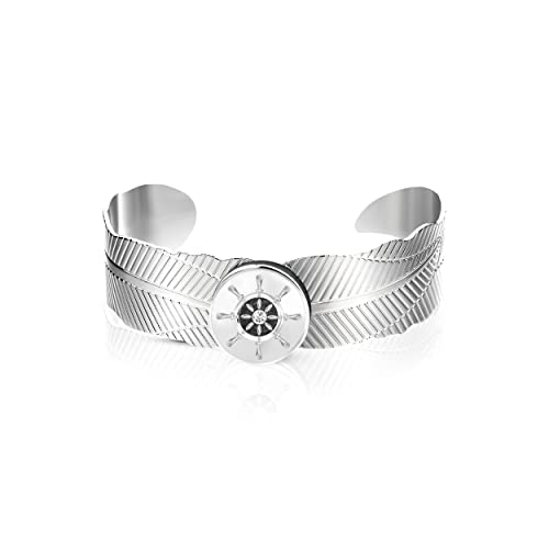 ANDANTE Chunk Click-Button Druckknopf ** Ruder Schiff Steuerrad mit Kristall ** für Chunk-Armbänder, Chunk-Ringe, Chunk-Schlüsselanhänger und andere Chunk-Accessoires + Organzasäckchen