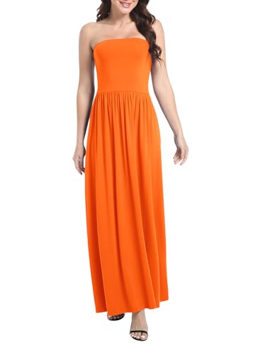 Image of Urban CoCo Summer Strapless Ruched Maxi Dress for Women Sleeveless A Line Flowy Party Wedding Guest Long Dresses
