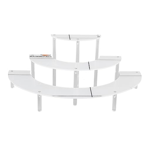 HERCHR Acrylic Display Riser, Transparent 3 Step Product Food Dessert Stand Round Display Riser Detachable Display Shelf for Home Restaurant Office Store