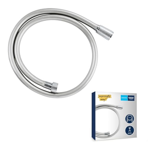 GROHE VitalioFlex Silver Long-Life TwistStop Flexible de douche 1000mm, anti-pliures, finition brillante, raccord fileté universel 1/2