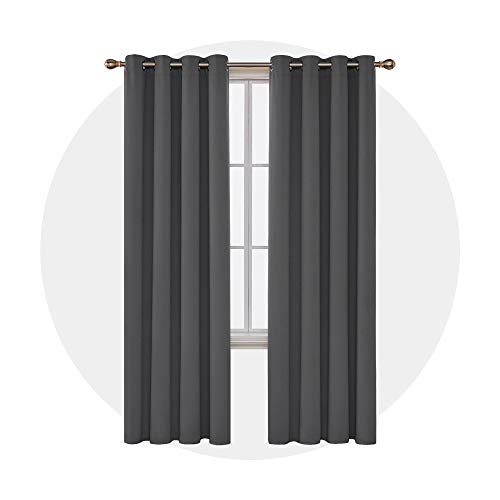 Image of Deconovo Blackout Curtain Darkening Bedroom or Living Room Grommet Thermal Insulated Lighting Reduce Drape, 52 x 84 in-1 Panel, Dark Grey