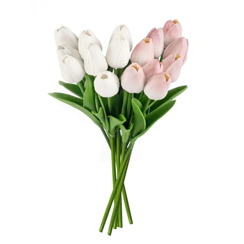 KVBUCC 16 Pieces Artificial Tulips, Artificial Tulip Bouquet, Wedding Flower Arrangement Decoration