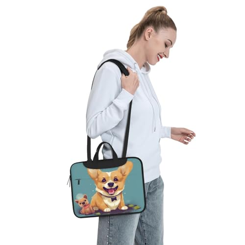 Maletín para portátil 15.6 pulgadas con diseño de Corgi miniatura 7
