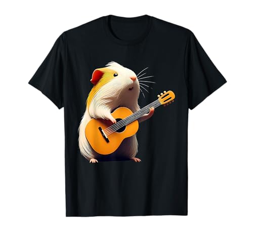 Cute Guinea Pig playing Guitar Guinea Pig Kids Boys Xmas fun T-Shirt