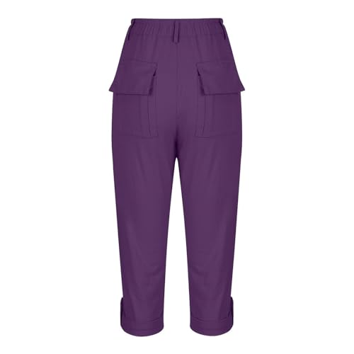 Pantalon cargo droit boutonné devant léger et décontracté - 7