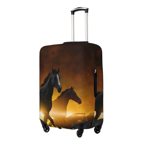 Horses Red Glowing Clouds Print Luggage Suitcase Covers Elastic Washable Luggage Protector Luggage Covers For Suitcase2