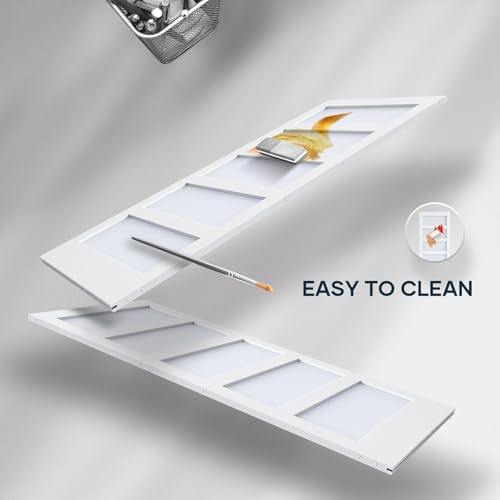 EaseLife 38in x 84in Glass Barn Door with 6.6FT Sliding Door Hardware Kit Included & Handle,Solid LVL Wood Covered with Water-Proof & Scratch-Resistant PVC Surface,DIY Assembly,5-Panel Glass,White