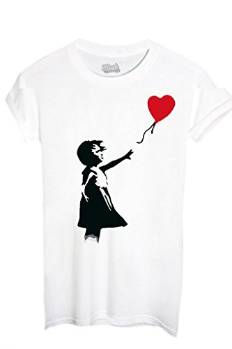 MUSH T-Shirt Uomo Banksy Cuore Palloncino - Famosi...