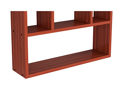 Image of Madhuran Riya Engineered Wood Wall Mounted Books Cum Decorative Items Display Shelf Rack Shelves (60x15x50 CM Teak) Home Decor Items Living Room Office Bedroom Multipurpose Bookends