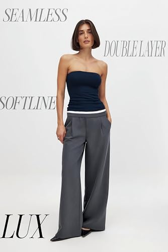 Image of SIGHTBOMB Seamless Double Layer Ultra Ultra Soft Bandeau SOFTLINE Cuddle Off Shoulder Tops for Women Tshirt