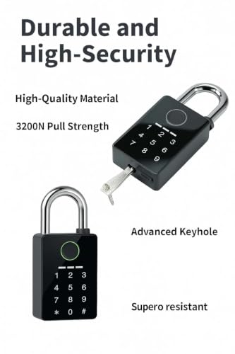 Image of AERYS Lock Fingerprint & Password Padlock | 6-Way Unlock | Lock for Gym, Office, Home, Luggage, Gate - Waterproof & Long Battery Life
