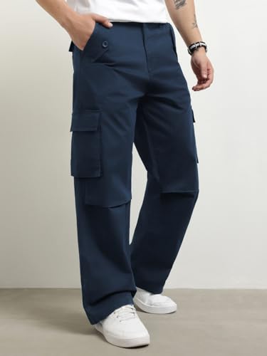 Image of Nobero Oversized Cargo Pants for Men | Oversized Fit | Multiple Cargo Pockets | Elasticated Waist | Casual & Utility Wear