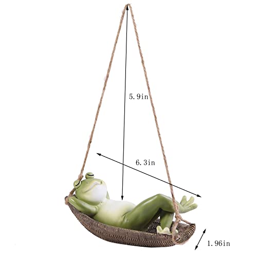 Cmrweio Frog Statues For Garden Outdoors Hanging Sleeping Frog Sculptures Swing Home Décor #TOP6