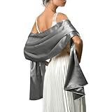 MLMW Gray Shawls and Wraps for Women Evening Dresses Satin Formal Shawl Wraps Dressy Extra Long for Wedding Party Bridesmaid Bridal Shower Baby Shower Birthday