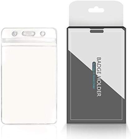 50PCS CEYDEY PVC Plastic Vertical Clear ID Badge Holder Case Card Transparent Zip Top,Resealable Zipper Zip-Lock Heavy Duty Waterproof Lanyard