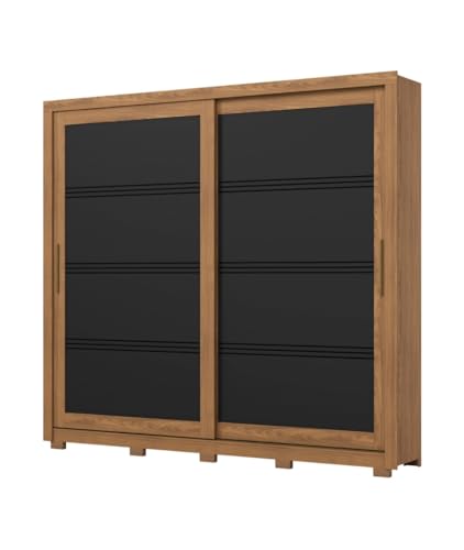 Vicawu Armario Dormitorio 2 Puertas Correderas Zenit Negro/Natural Armario Dormitorio 2 Puertas Correderas Zenit Diseño Moderno