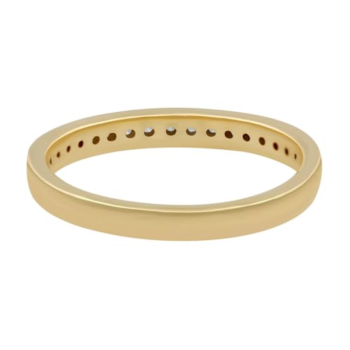 18K Yellow Gold Plated Simulated Diamond Half Eternity Band for Stacking - Elegant Durable Gold Plated Stakable Wedding Band Ring - Light Weight Non-Tarnishing Comfort Fit Sturdy Ring - Gifts for Her3