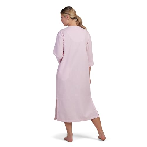 Miss Elaine Long Seersucker Women's Robe, Pockets and Zipper with Front Embroidered Trim, Sleepwear & Loungewear2