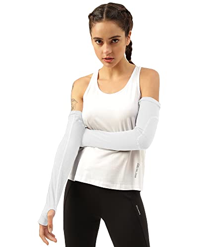 Image of Freecultr Women Breathable Bamboo Cotton Antibacterial Arm Sleeves with Built-in Gloves | Soft, Sweat-Wicking & Skin-Friendly