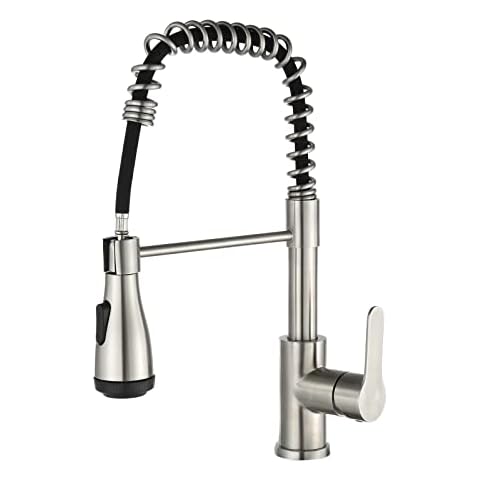 PHASAT Kitchen Tap,Nickel Sink Mixer Tap with Extendable Spray,Spring Kitchen Tap,360 Degree Swivel 4 Jets,Stainless Steel,PE1L01 Cover