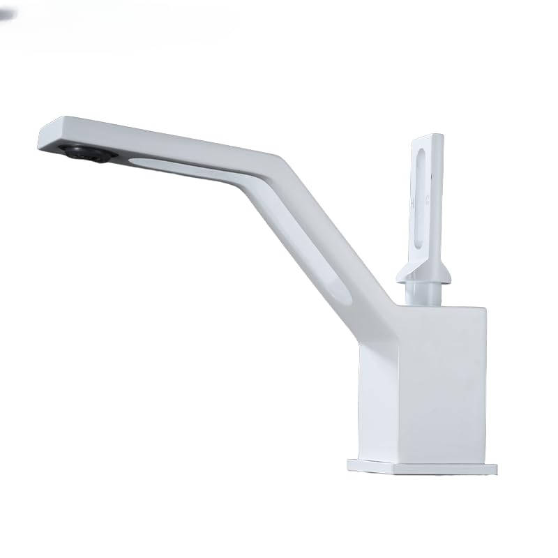 Mitigeur lavabo en laiton blanc et chrome style grue créative pour salle de bain haut de gamme