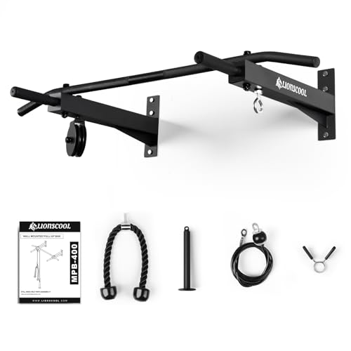 LIONSCOOL Multifunctional Wall Mounted Pull Up Bar with Pulley System (16/24 APART)