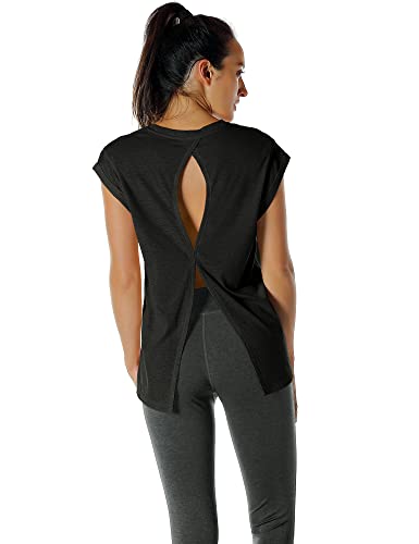 Image of icyzone Open Back Workout Tops for Women - Athletic Activewear T-Shirts Exercise Yoga Shirts(Pack of 2)