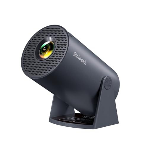 Polocsh Mini Projector Built in Android TV 11.0 Portable Smart Projector with Wifi and Bluetooth 210°Rotatable 1080P Support Short Throw Outdoor Auto Keystone 40''-150'' Screen Home Theater Projector