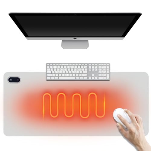 RNPKZ Heated Mouse Pad, 80x33 CM Heated Desk Mat with Digital Display and 5 Levels Heating & 4 Hours Automatic Shut-Off, Waterproof Electric Warm Desk Pad for PC Keyboard Laptop Office Home (Gray)