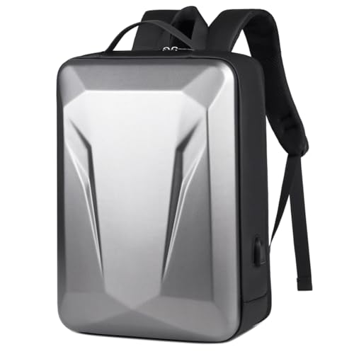 Mochila para portátil de 17 pulgadas con carcasa rígida antirrobo para ordenador de juegos gris