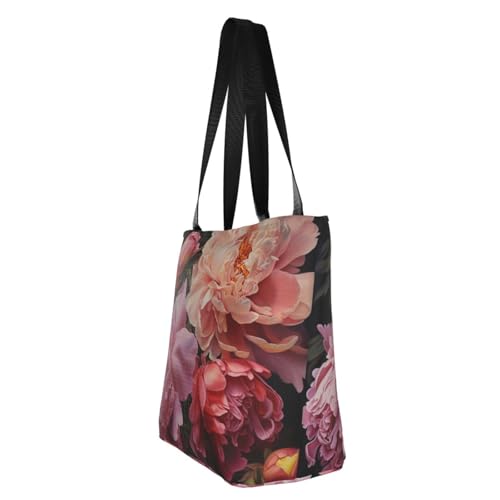 Garden Peony Print Comfortable Shoulder Bag Summer HandbagTravel Beach Work Daily Use Versatile Carry4
