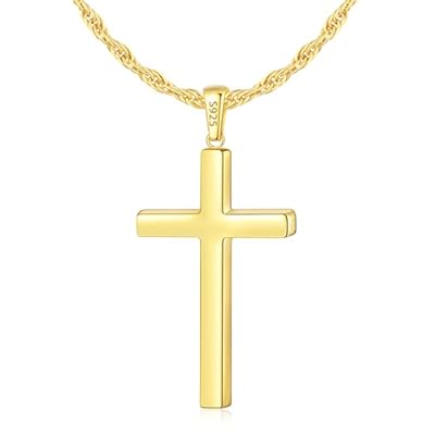 18k Gold Over Real Silver Cross Necklace