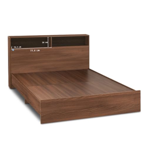 Image of DELITE KOM Urban Engineered Wood Queen Without Box Bed (Finish Color Acacia Dark Delivery Condition Knockdown)