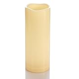 Qinc Flameless Outdoor Battery Operated Candles with Timer 3'' x 8'' Waterproof Pillar Candle Flickering Plastic Electric LED Lights for Wedding Party Halloween Thanksgiving Christmas Decoration Gift