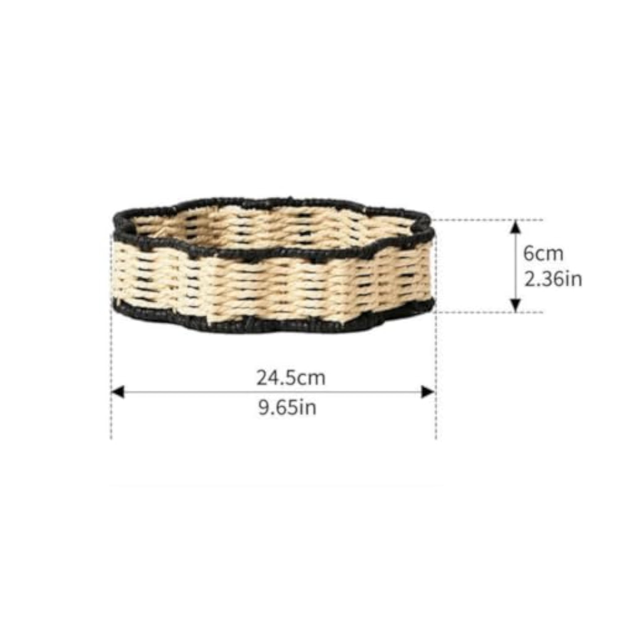 Two-Tone Paper Rope Tray, Braided Handwoven Design