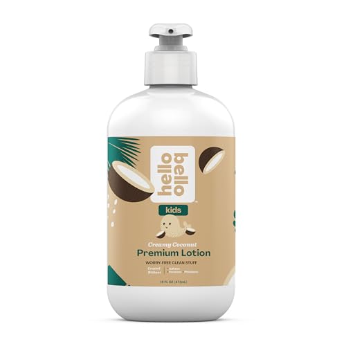 Image of Hello Bello Kids Premium Lotion, Gentle Hypoallergenic Vegan Formula to Nourish and Moisturize, Creamy Coconut Scented, 16 Fl Oz