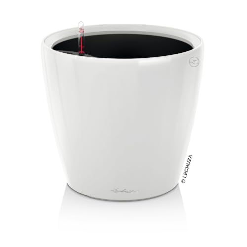 Lechuza – Pot de Fleurs d'Interieur – Premium Classico Ls – Réserve d'Eau Intégrée – Coloris Blanc – Ø 21 X 20 cm